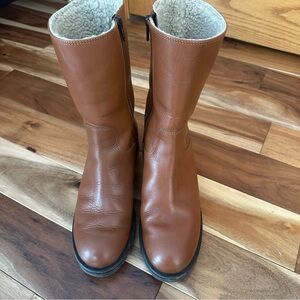 Famica Italian Leather Shearling Lined Boots Brown Size 38 (US 7–7.5)